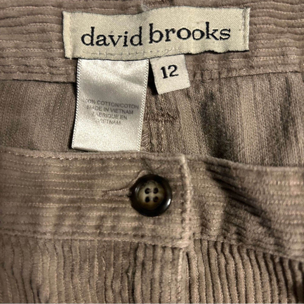 VTG David Brooks Tan Corduroy Pant Womens 12 High Rise 31x27 Working Girl Preppy